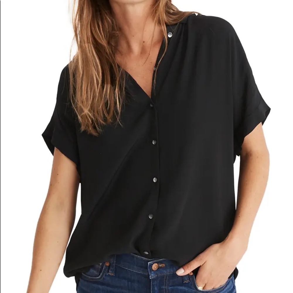 Madewell Central Drapey Shirt - Black - XS